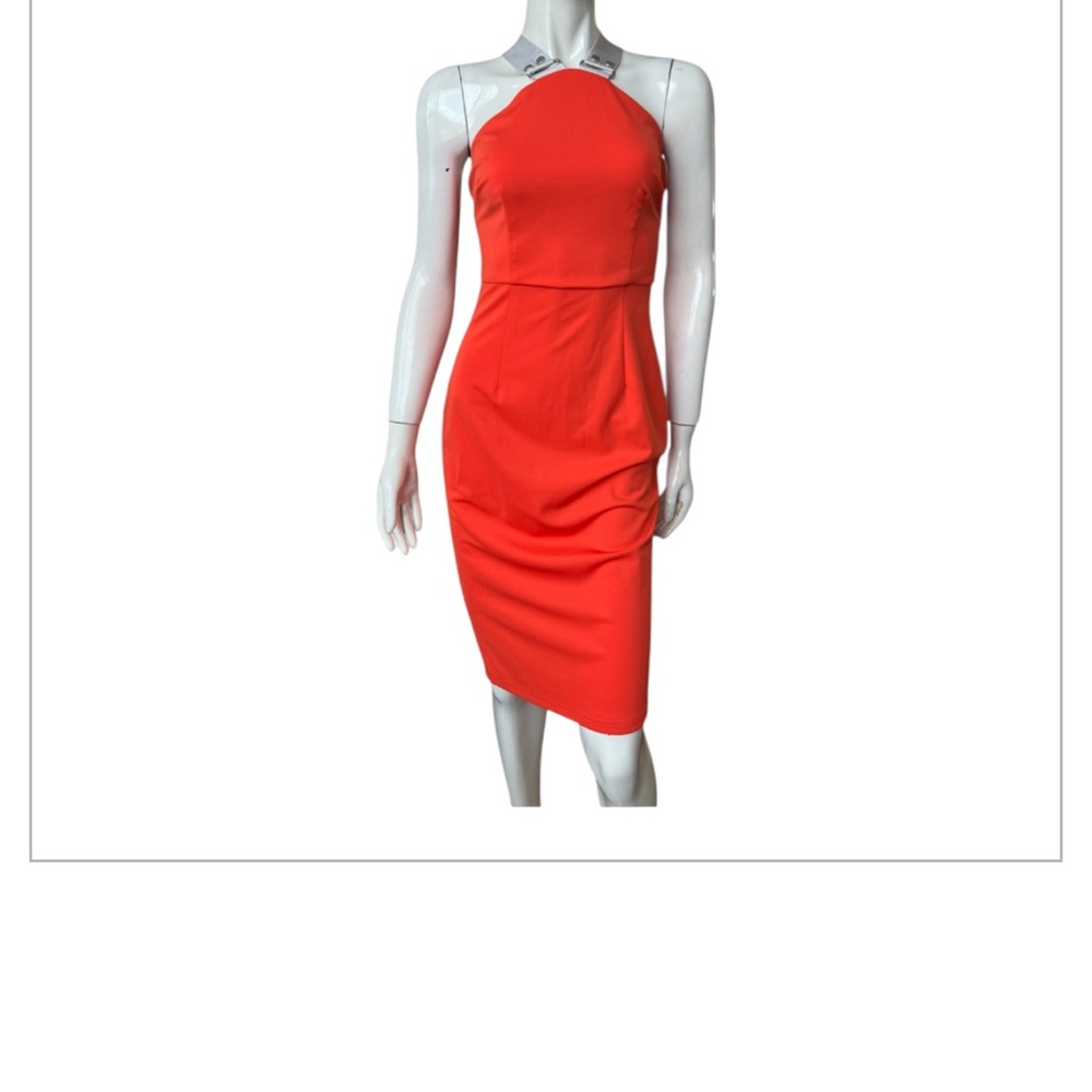Bodycon Orange Sexy Classic Dress Party stretch small Knee Length Open Back